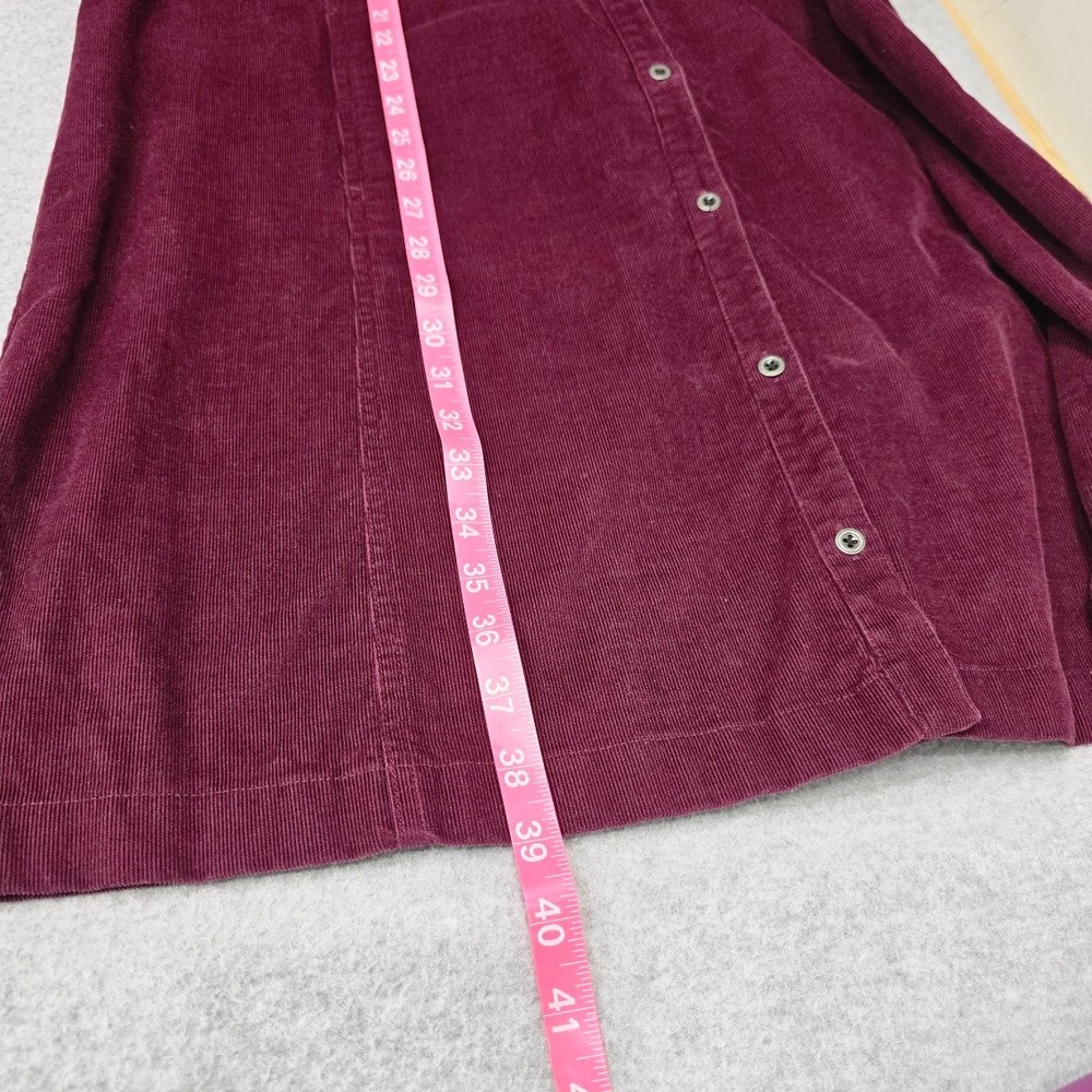 J Jill Corduroy Knee Length Shirt Dress XL Plum Button Country Cottage Fall - Picture 8 of 11